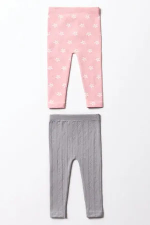 2 Pack Leggings Pink & Grey