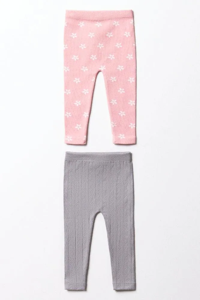 2 Pack Leggings Pink & Grey