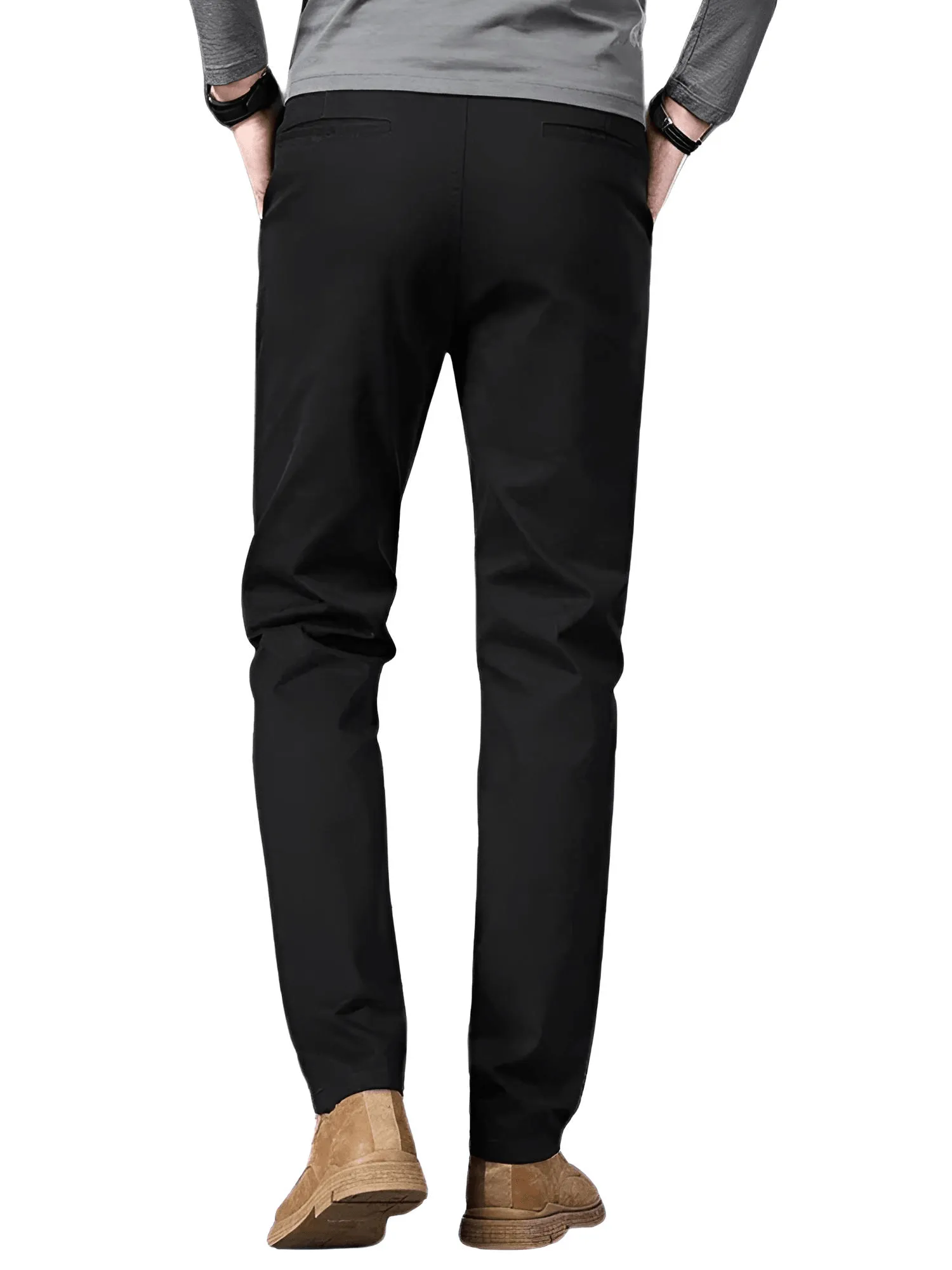 97% Cotton Men's Casual Pants Autumn Fashion Comfortable Elastic Slim Straight Business Trousers