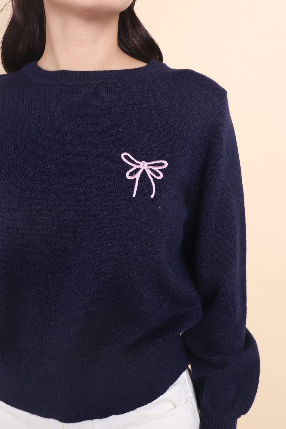 ALLURE RIBBON SWEATER IN NAVY