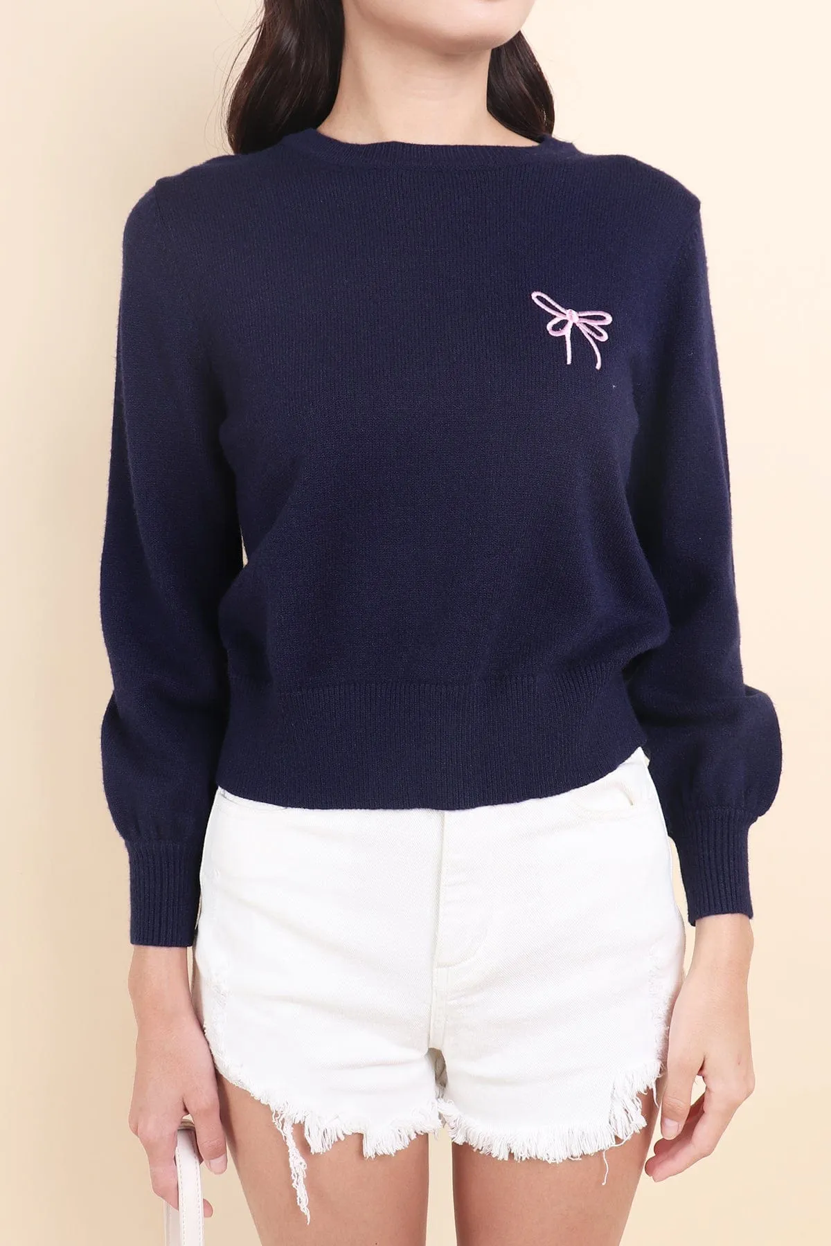 ALLURE RIBBON SWEATER IN NAVY