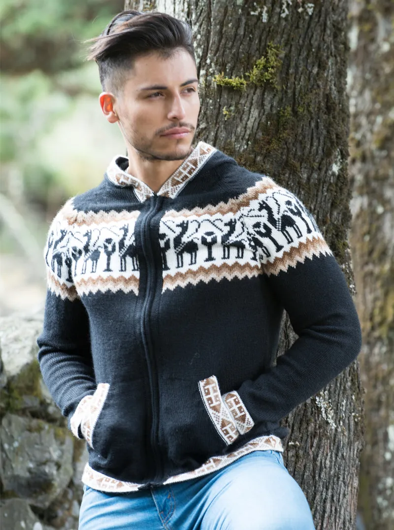 Andean Alpaca Full Zip Hoodie for Men