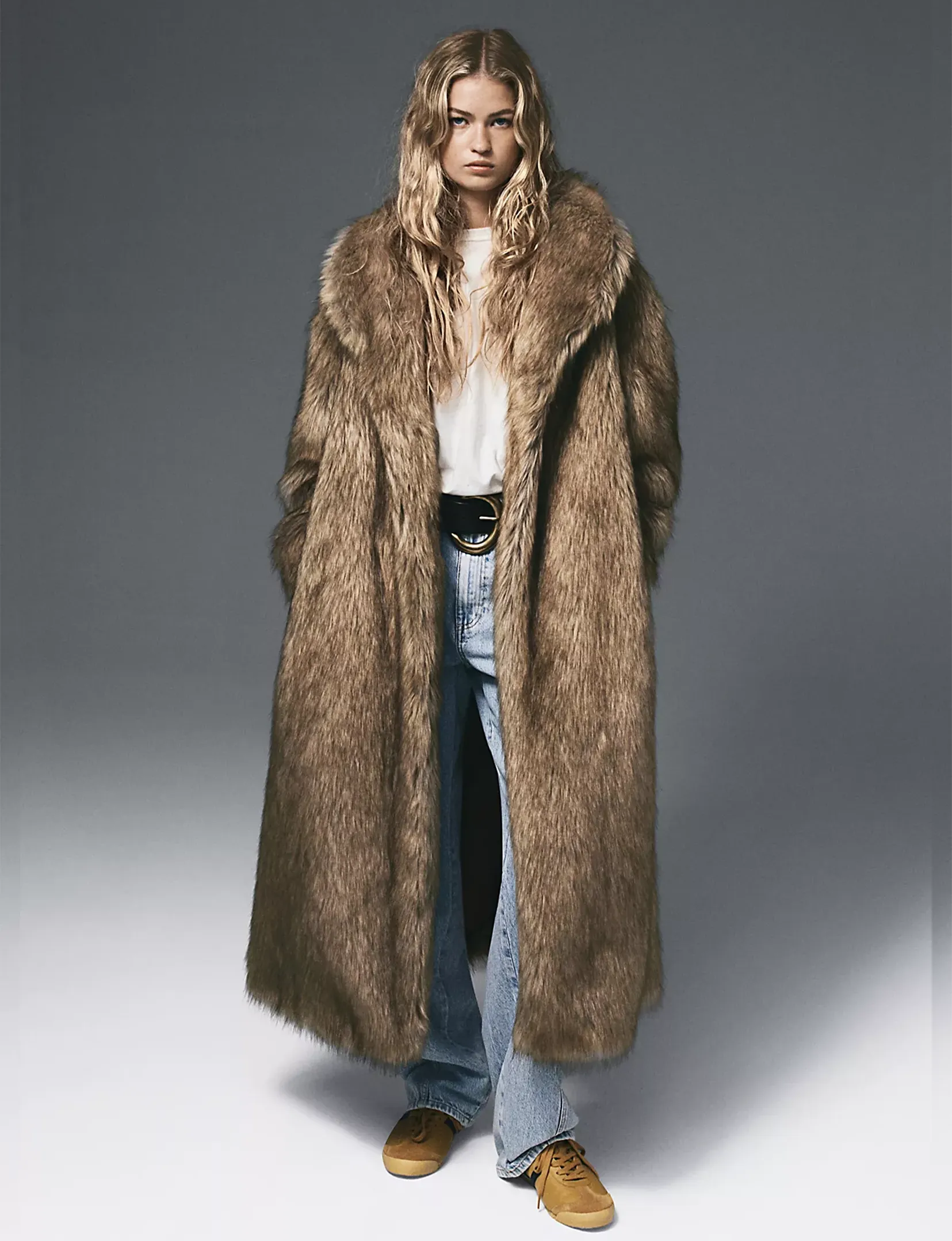 Annice Fur Coat, Sandy Fox/Combo