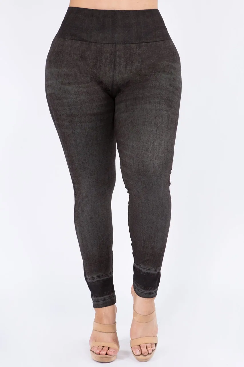 B4222XLBV Plus Size High Waist Full Length Legging