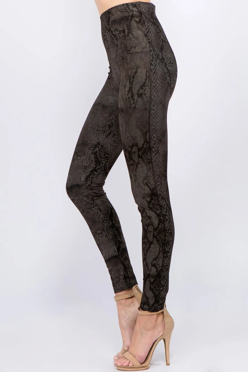 B4292AS High Waist Full Length Legging - Dark Taupe