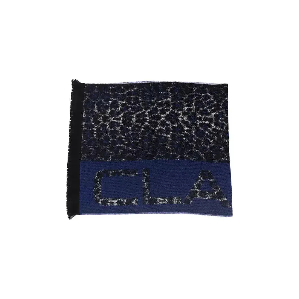 Cavalli Class Blue Wool Men Scarf