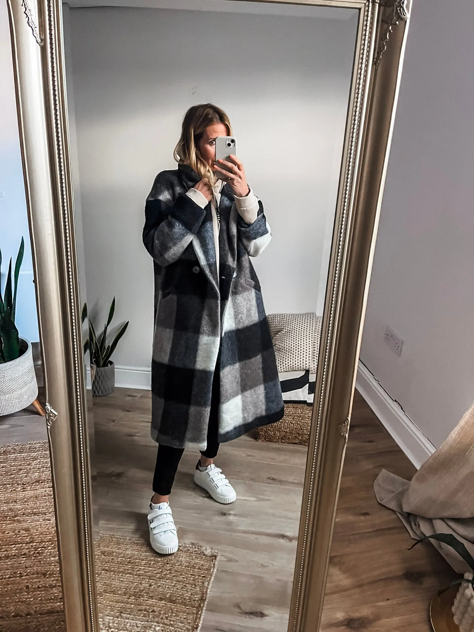 Checked Wool Coat