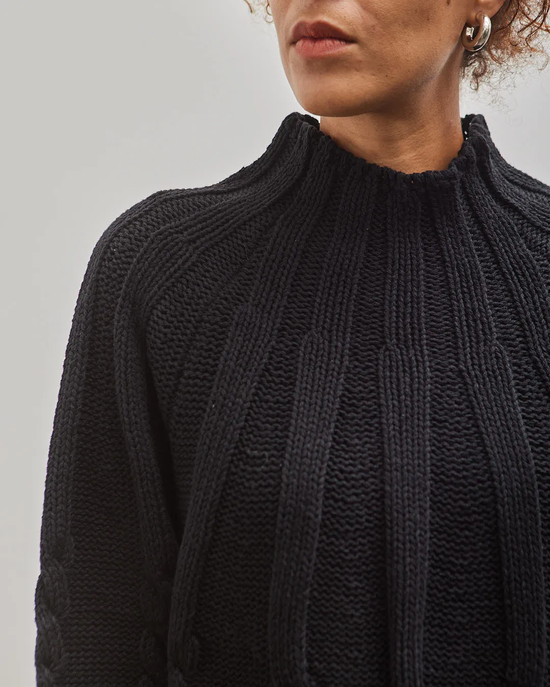 Cordera Cotton Cable Sweater, Black