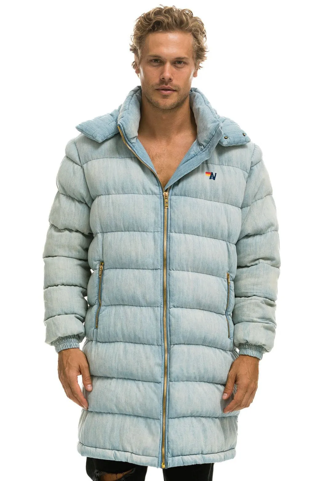 DENIM PUFFER LONG TREKKER JACKET - SUPER LIGHT