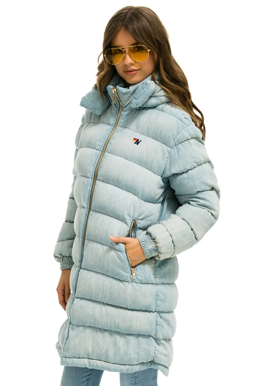 DENIM PUFFER LONG TREKKER JACKET - SUPER LIGHT