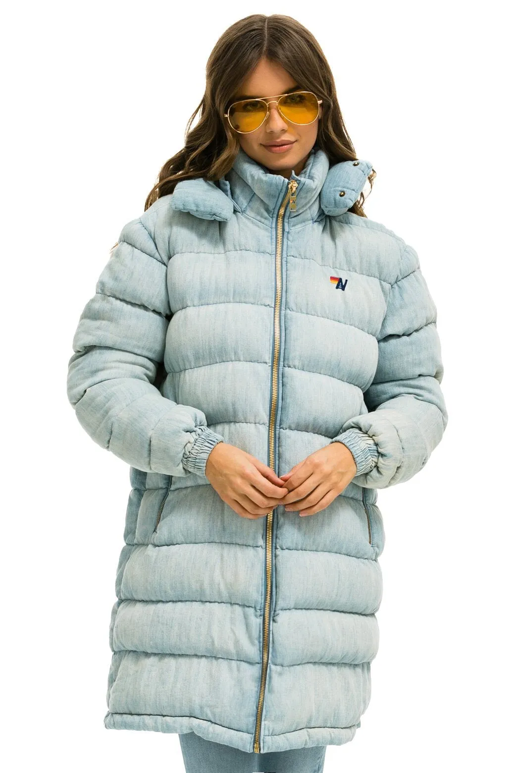 DENIM PUFFER LONG TREKKER JACKET - SUPER LIGHT