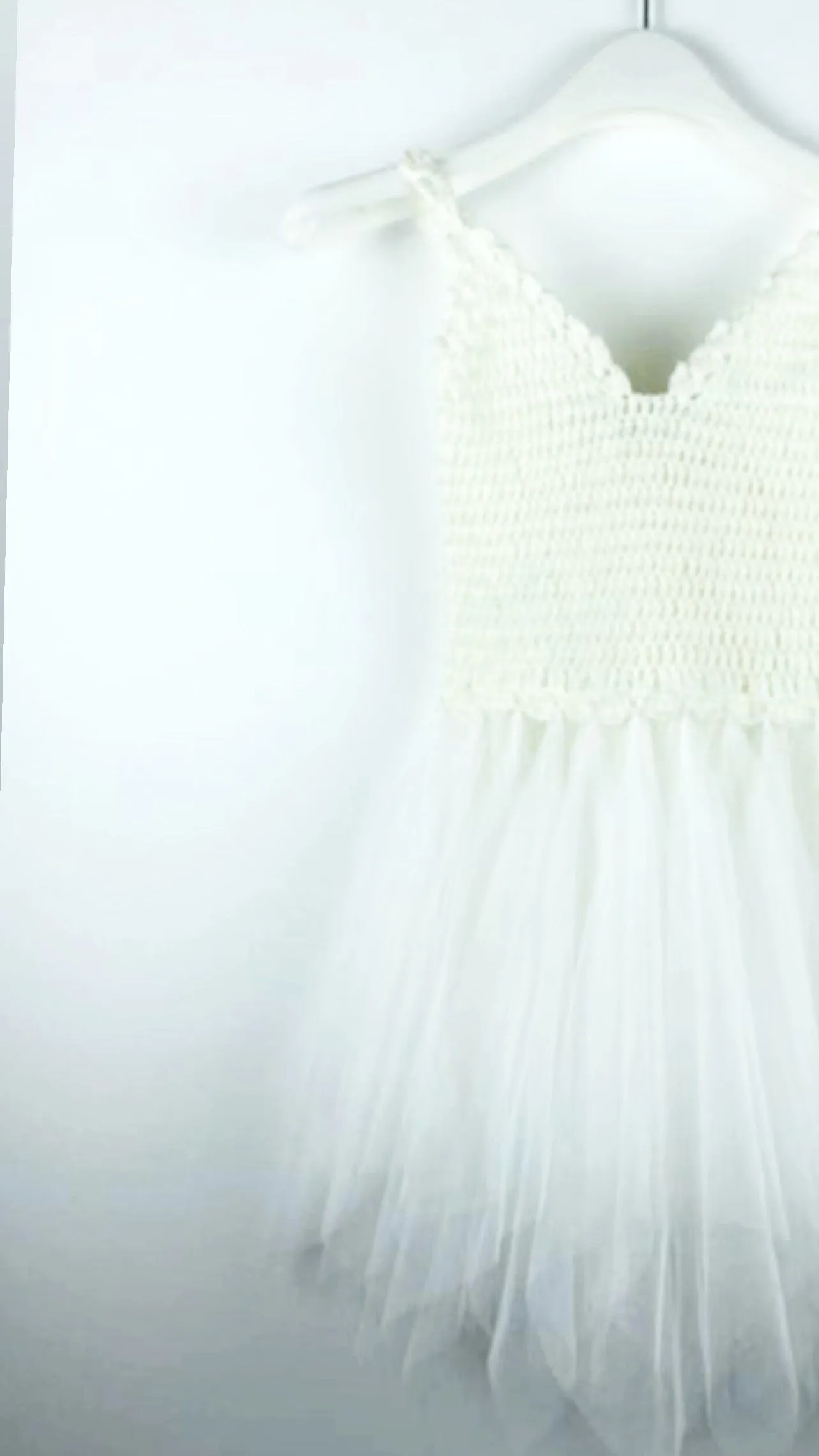 DOLLY by Le Petit Tom ® CROCHET TUTU DRESS V-NECK off-white