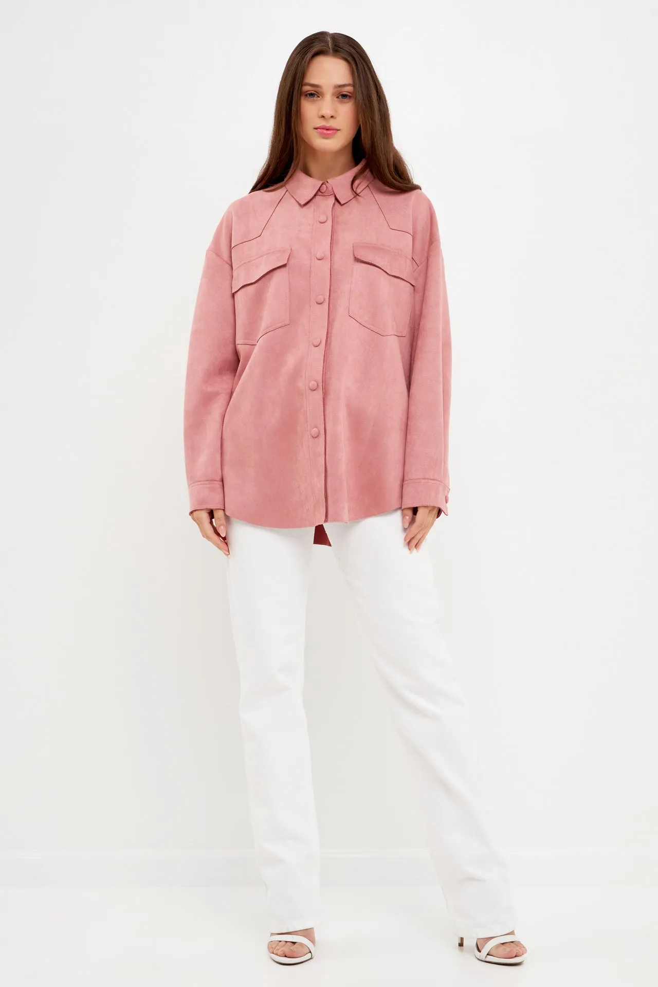 Faux Suede Oversized Shirts