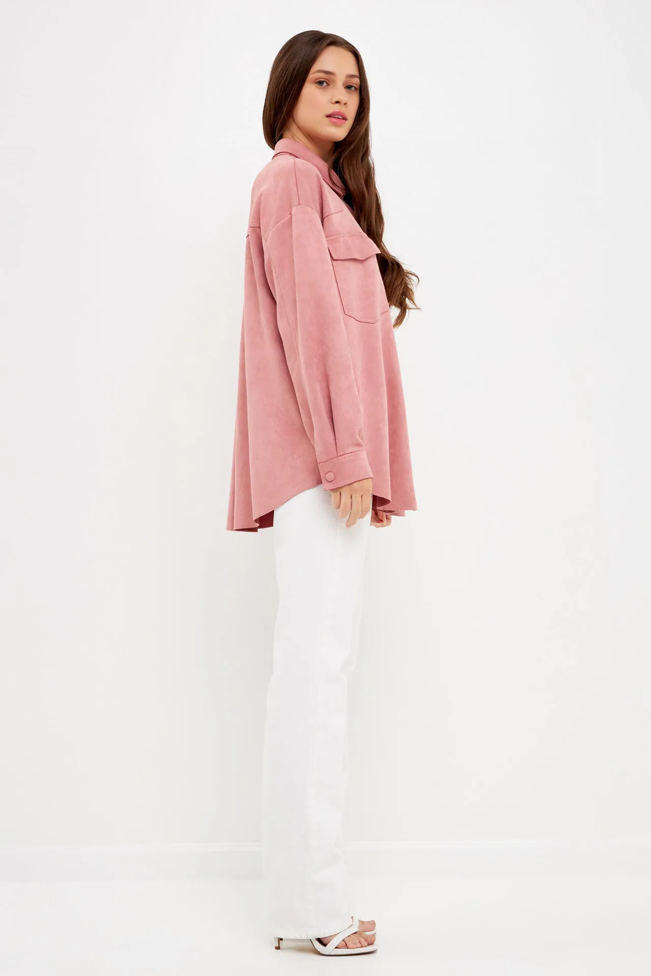 Faux Suede Oversized Shirts