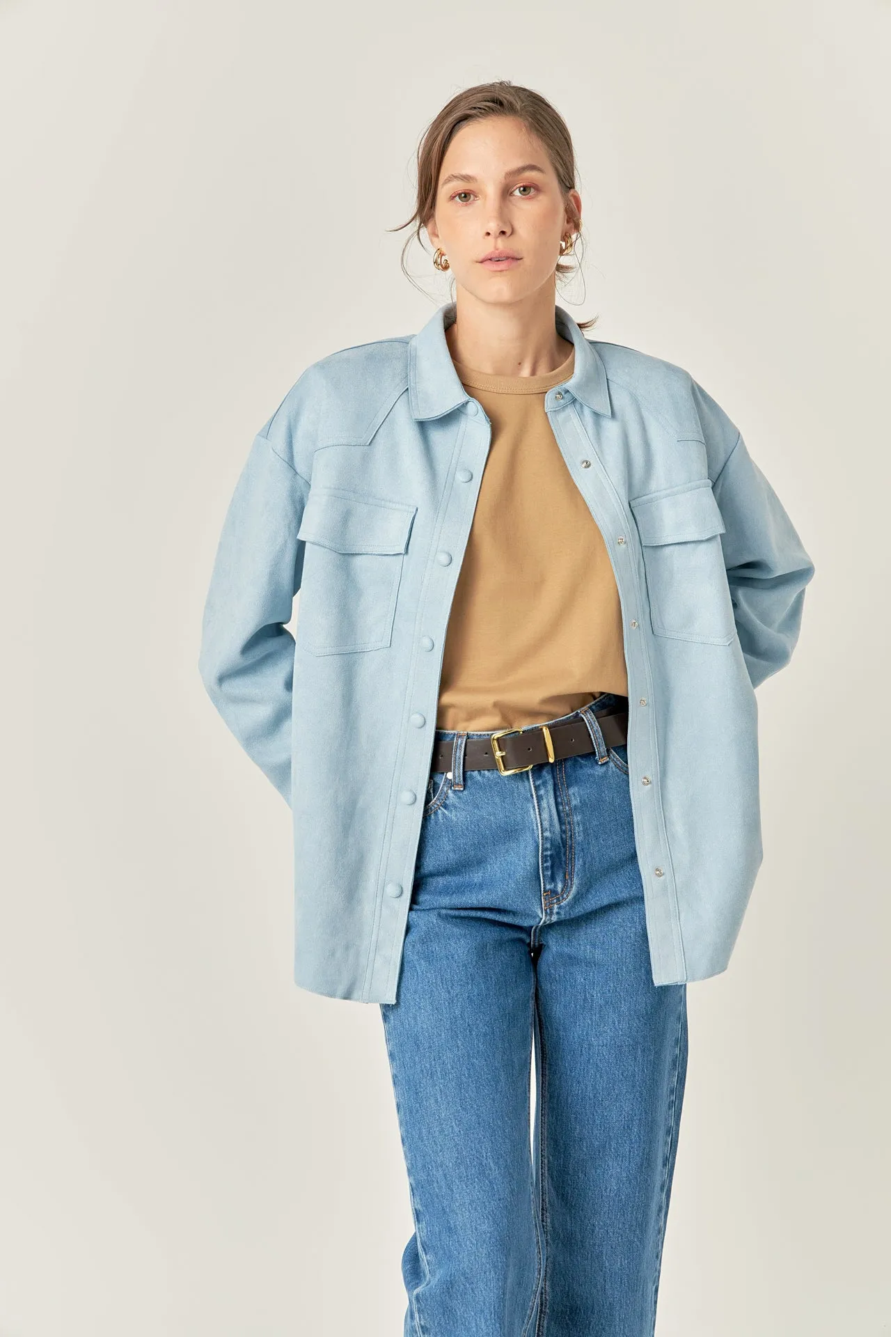 Faux Suede Oversized Shirts