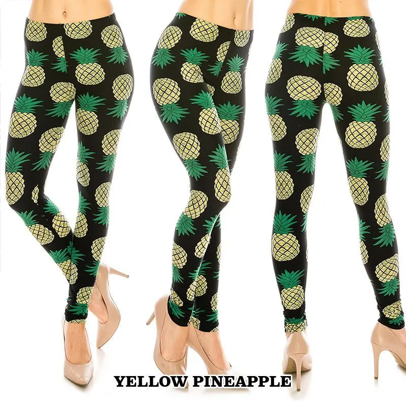 Food & Fruit Patterned Ultra Soft Leggings (Regular/Plus Size)