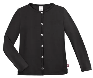 Girls Soft Cotton Button-Down Cardigan | Black