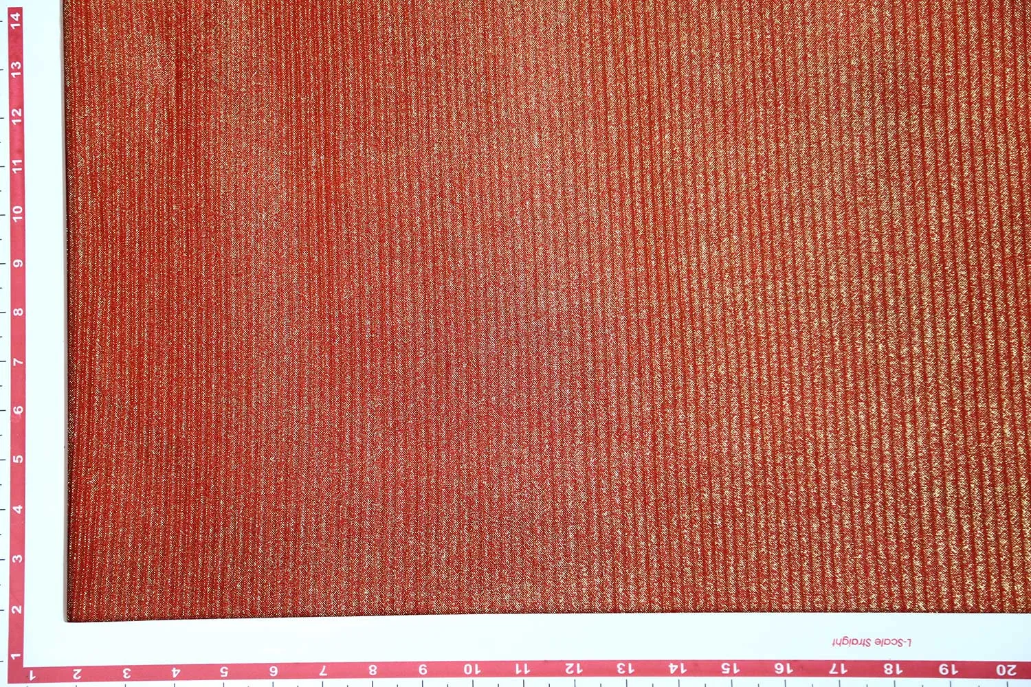 Golden Foil on Red Base Pleated Foil Knit Fabric