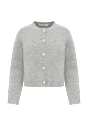 Grey Wool Knit Cardigan