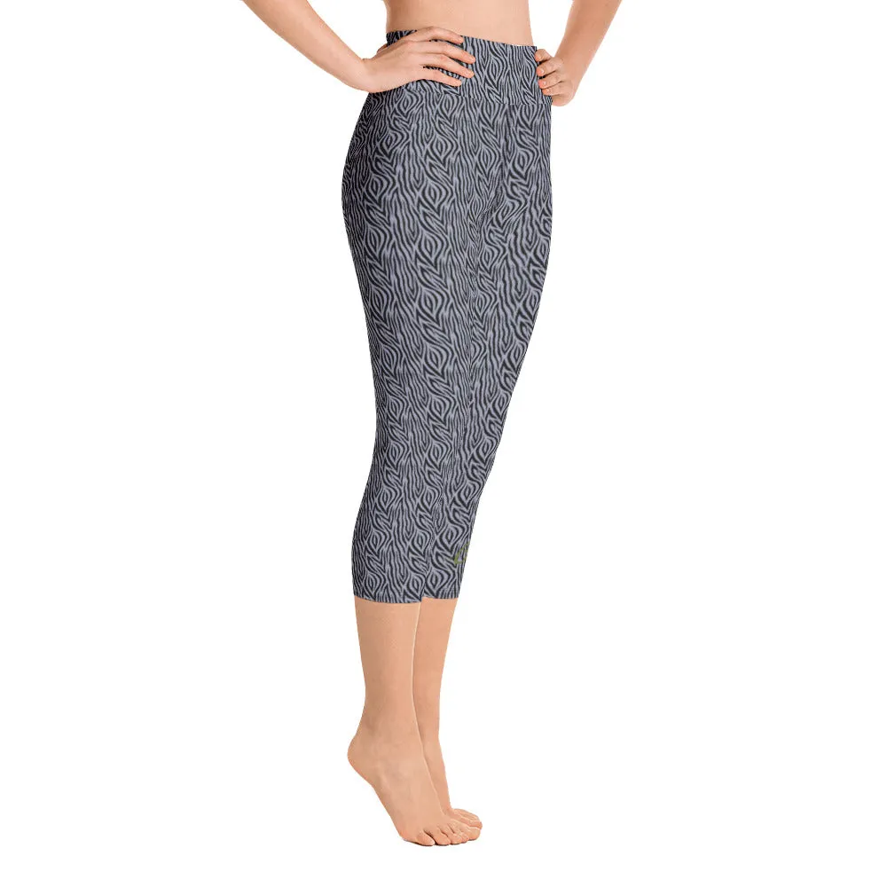 Grey Zebra Yoga Capri Leggings