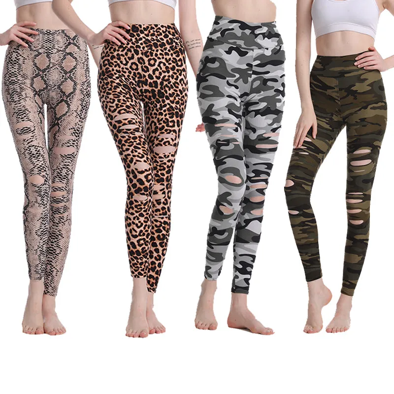 Haute Edition Women's Cutout Ripped High Waist Leggings With Tummy Control