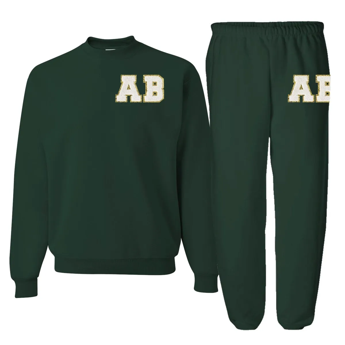 Initialed Letter Patch Sweat Set