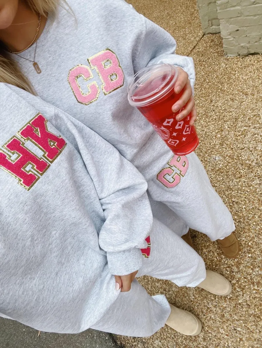 Initialed Letter Patch Sweat Set