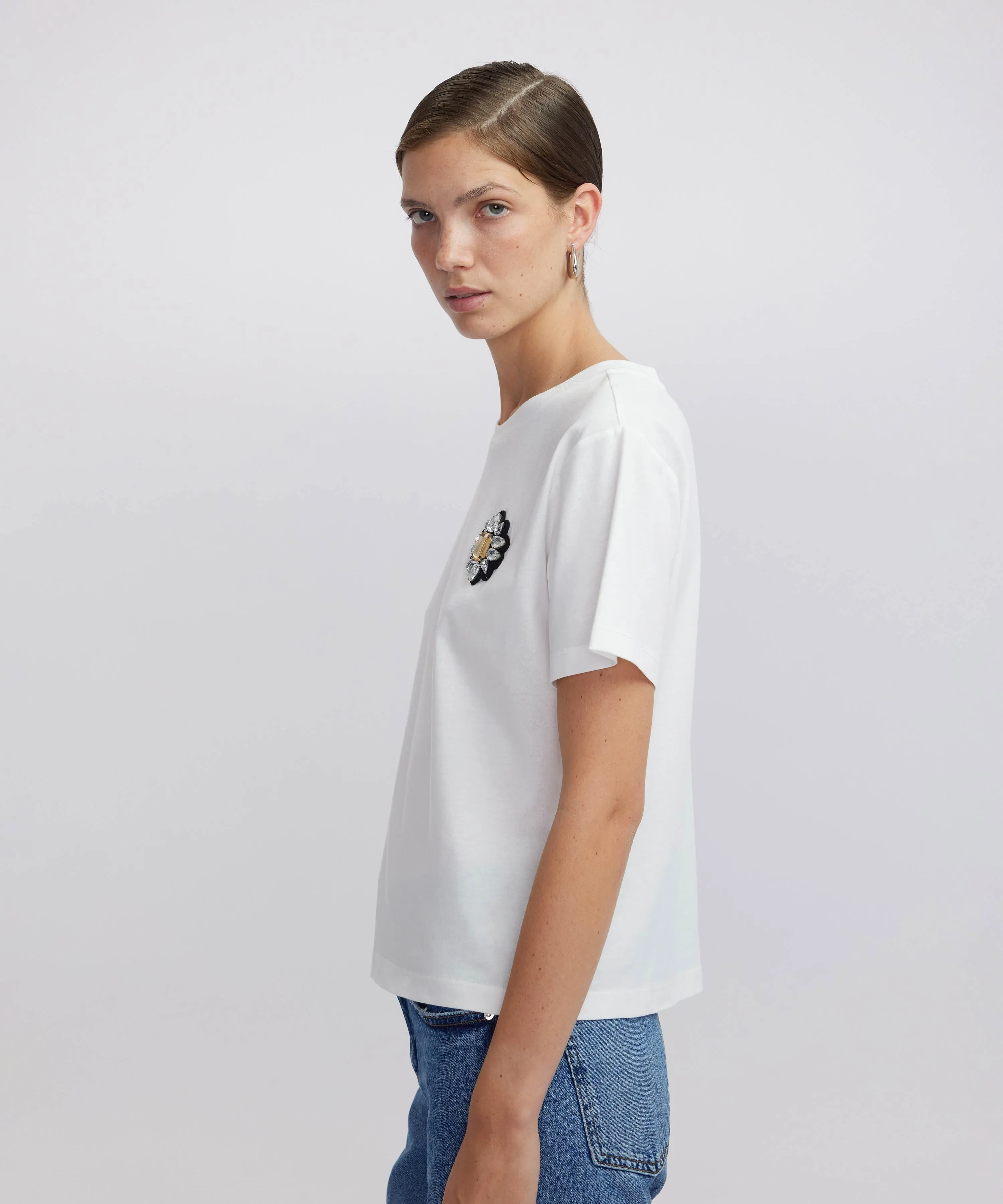 Ipekyol Crystal Stone Applique T-Shirt White