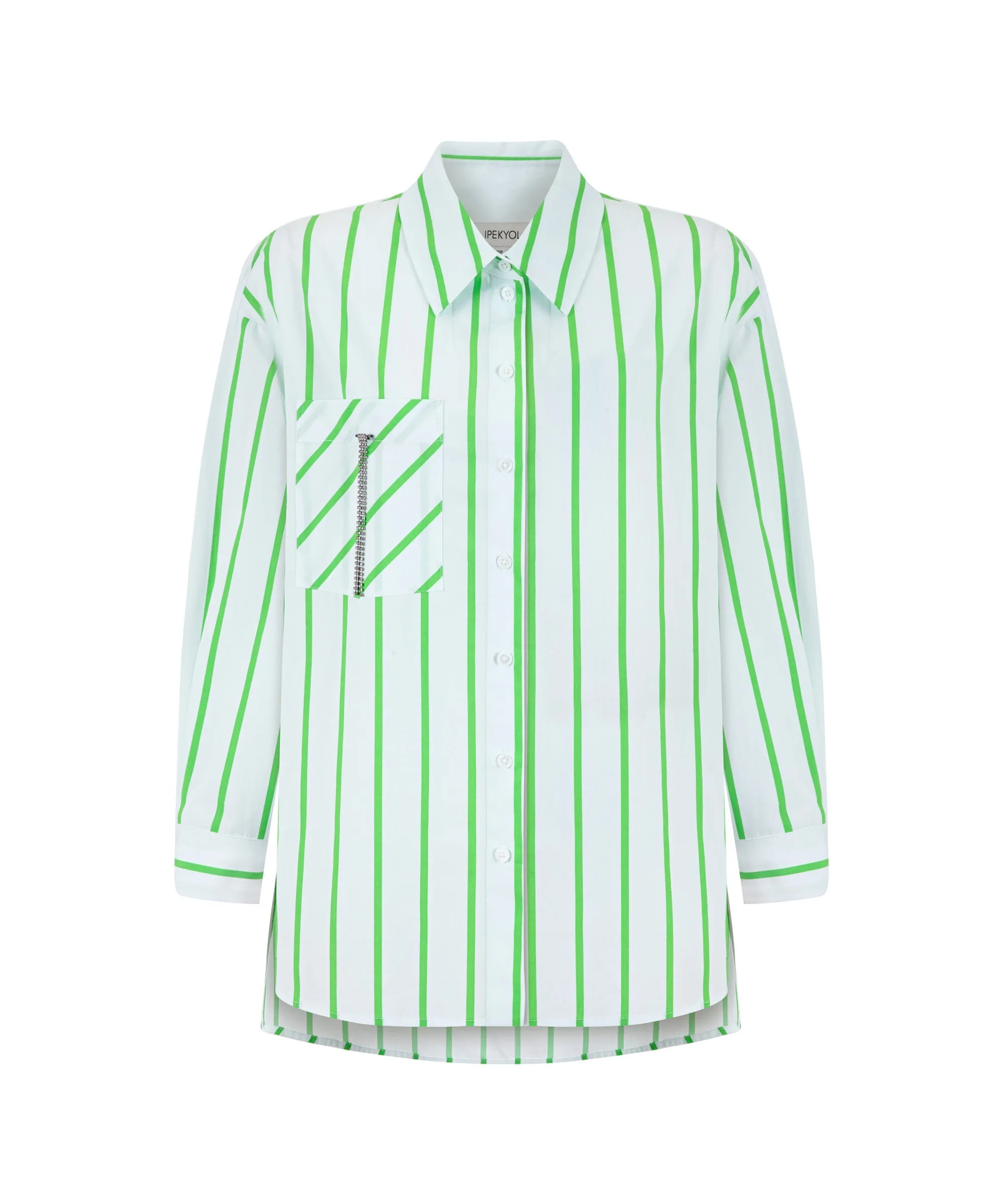 Ipekyol Striped Oversize Poplin Shirt Green