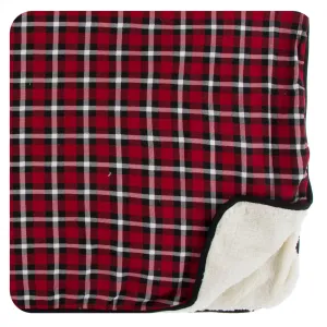 KicKee Pants Crimson 2020 Holiday Plaid Sherpa-Lined Toddler Blanket