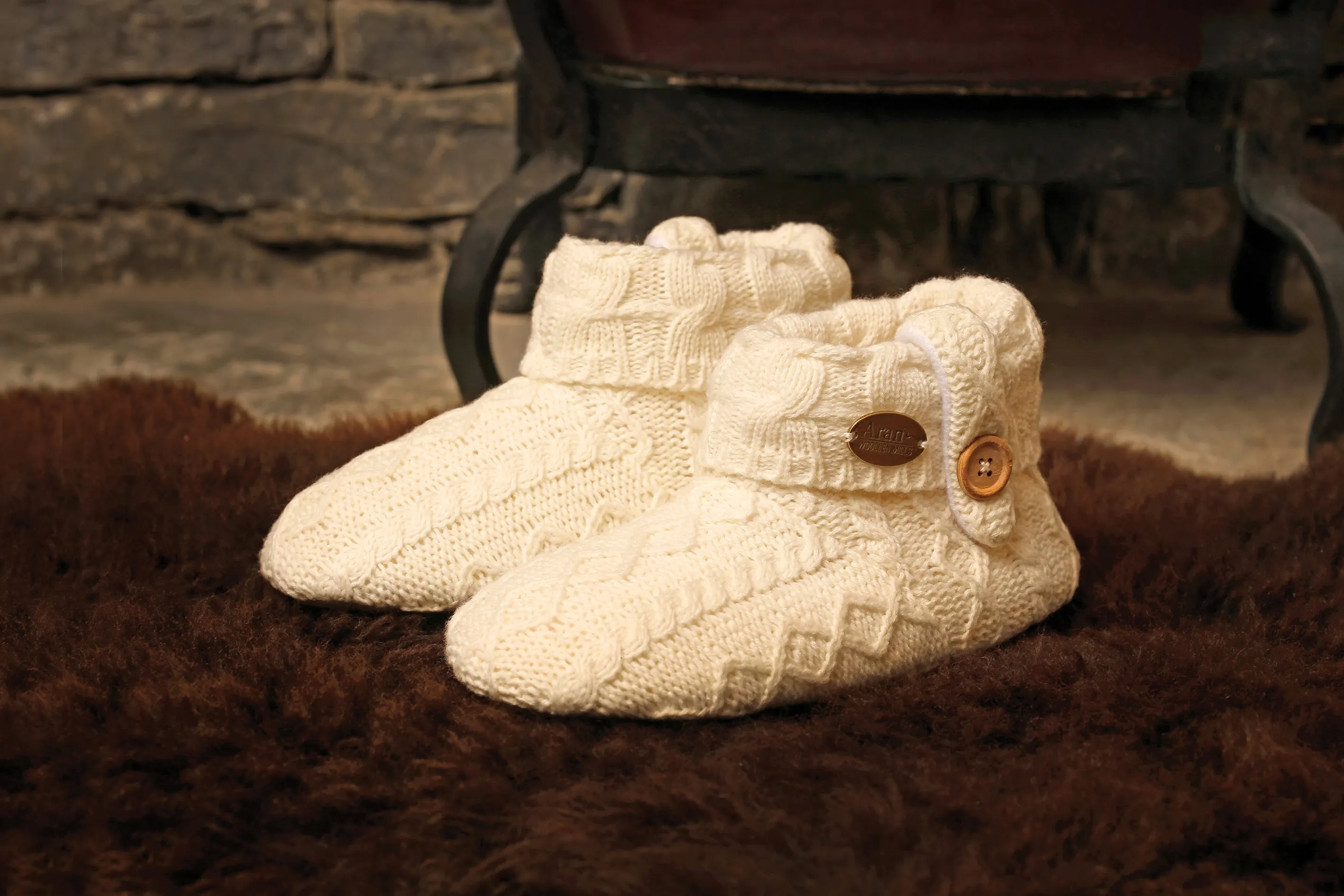 Kids Aran Wool Slippers