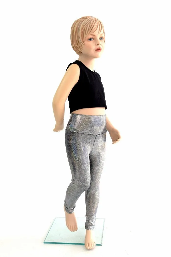 Kids Silver Holographic Leggings