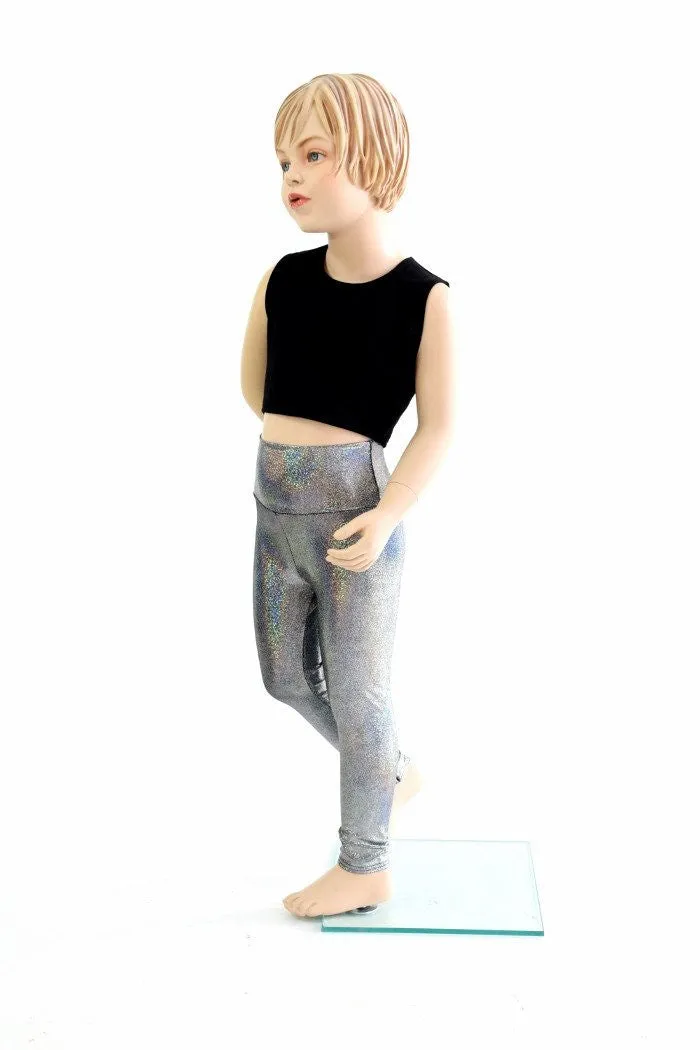 Kids Silver Holographic Leggings