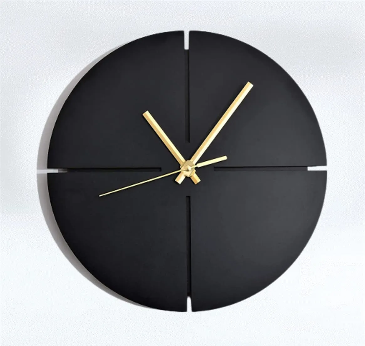 Kraftidy Wooden Wall Clock Silent Non-Ticking for Home and Office Living Room Hall Bedroom Stylish Clock (Minimal, Wood) (Black) (Silent Movement) (TIK'-Tok')