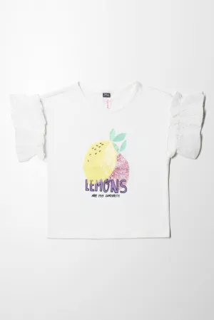 Lemon 3D Knit Top White