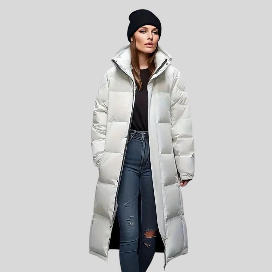 Long Puffer Coat with Hood