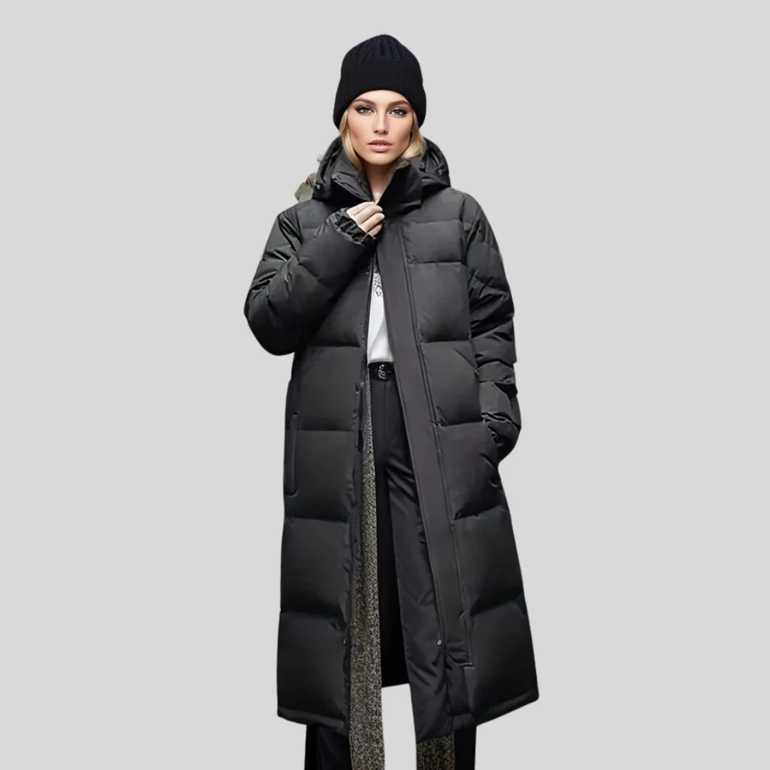 Long Puffer Coat with Hood