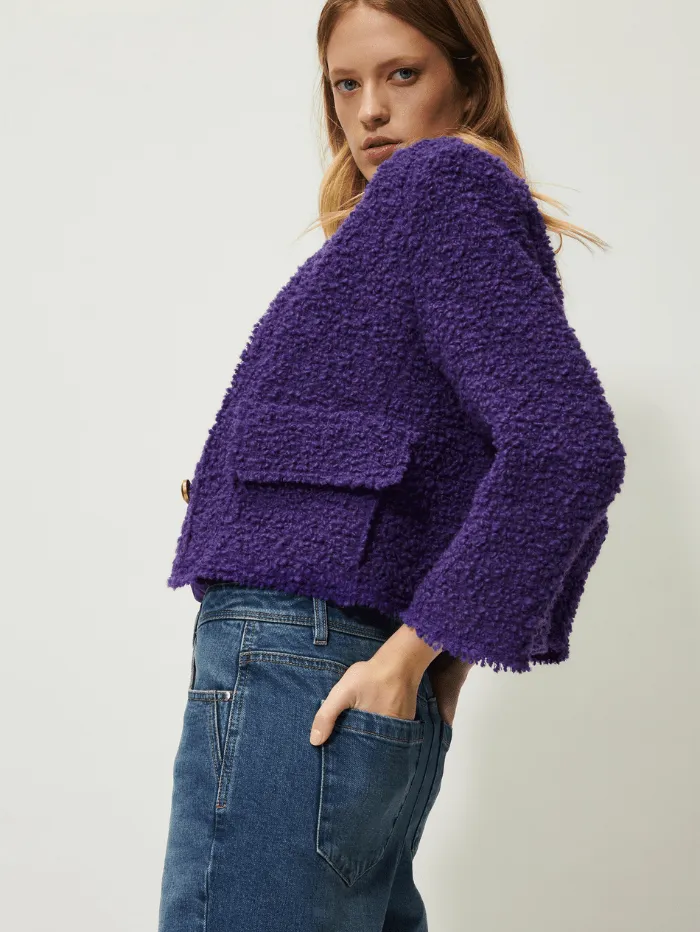 Luisa Cerano Boucle Jacket in Deep Purple 488359 3524 0870