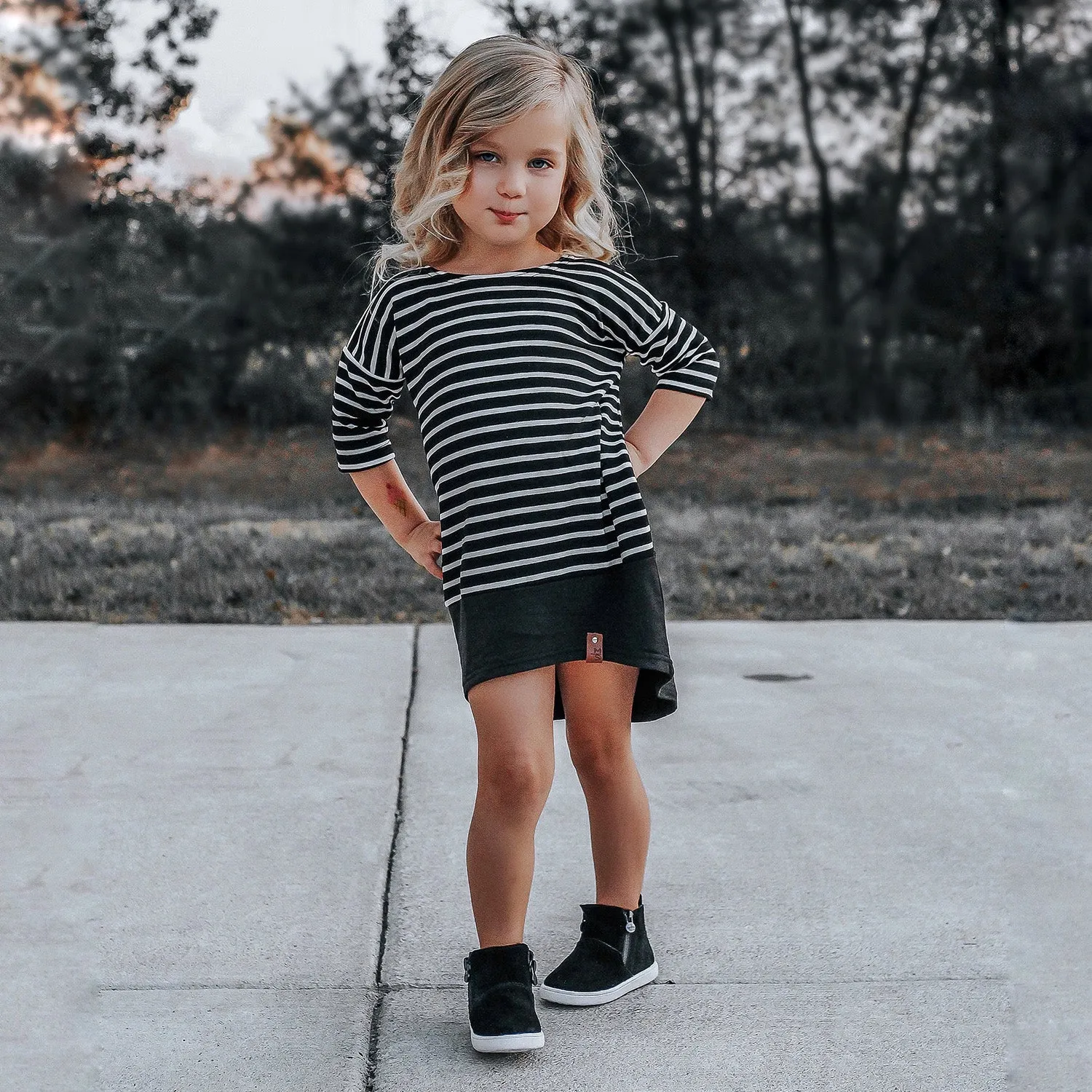 Luxe Ponte Stripe | Black   White Stripe