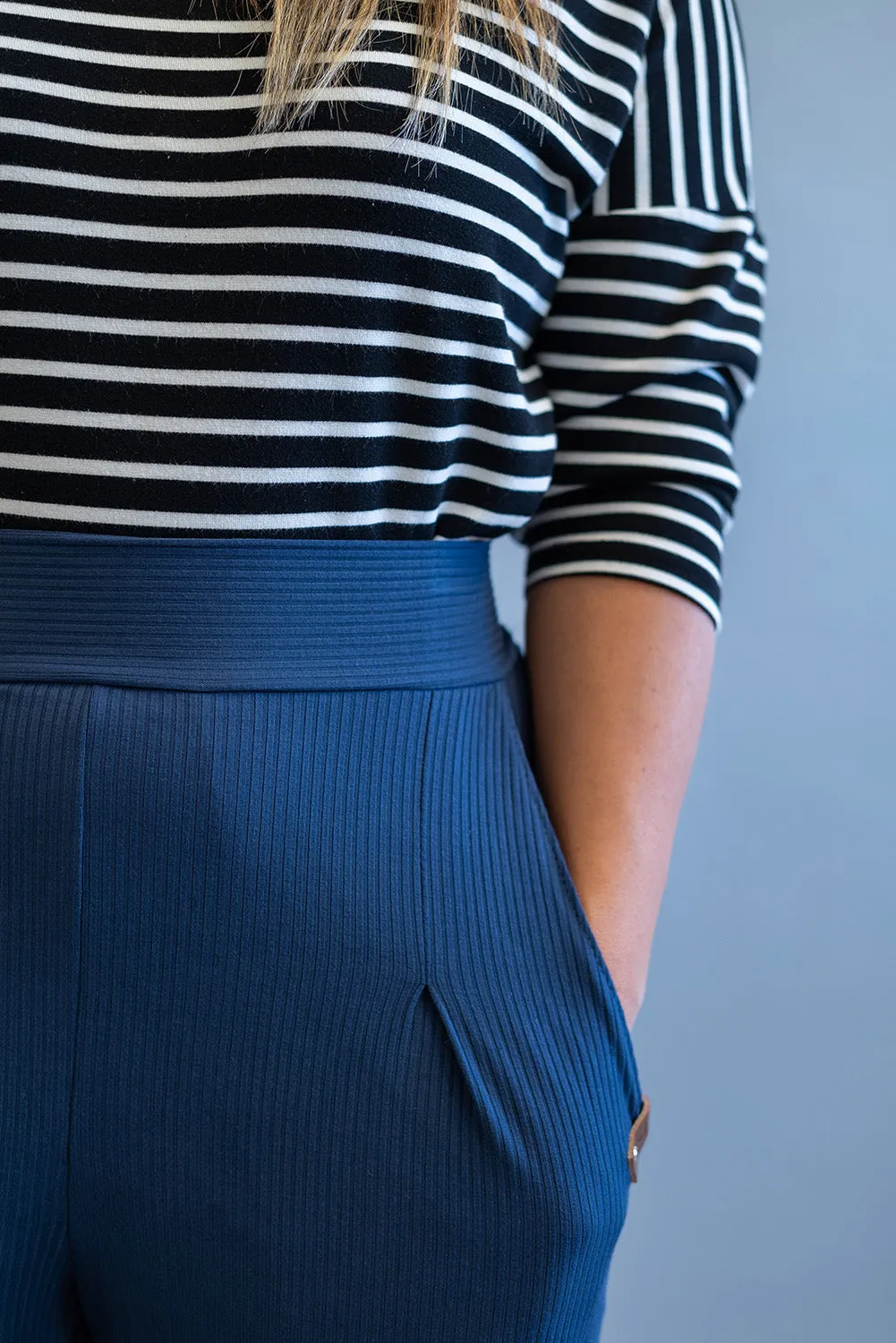 Luxe Ponte Stripe | Black   White Stripe