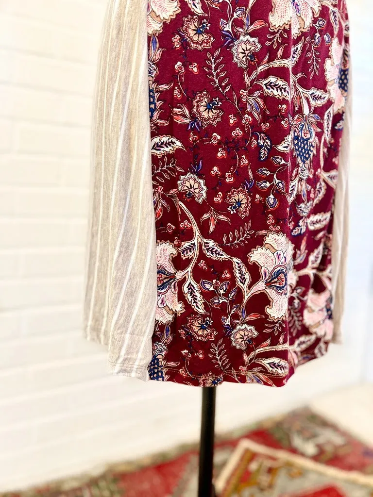 Merlot Paisley Abstract Funky Knit Skirt