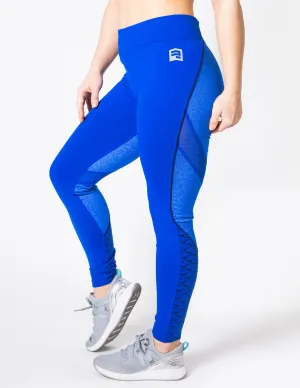 MERMAID MESH PANEL LEGGINGS - BLUE