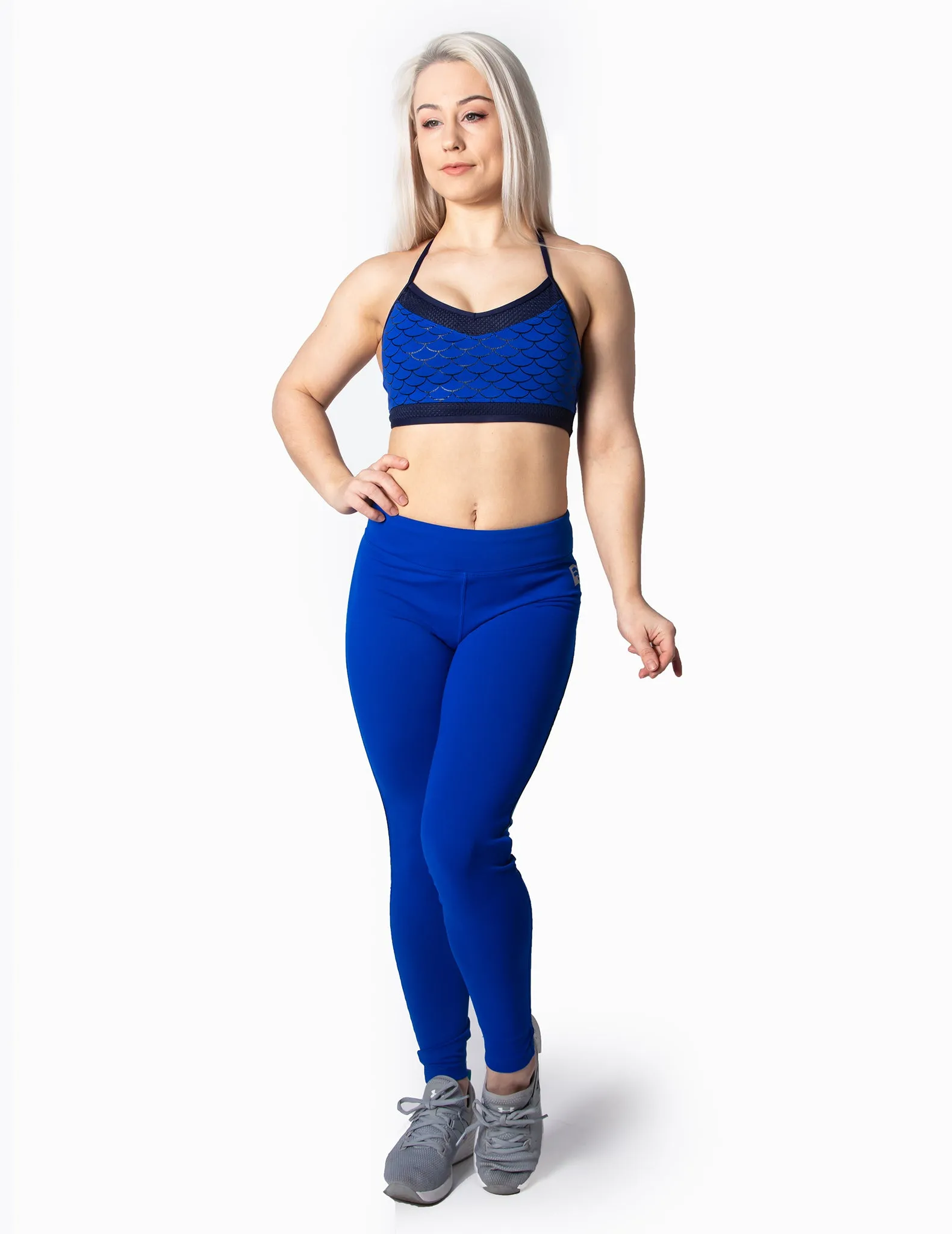 MERMAID MESH PANEL LEGGINGS - BLUE