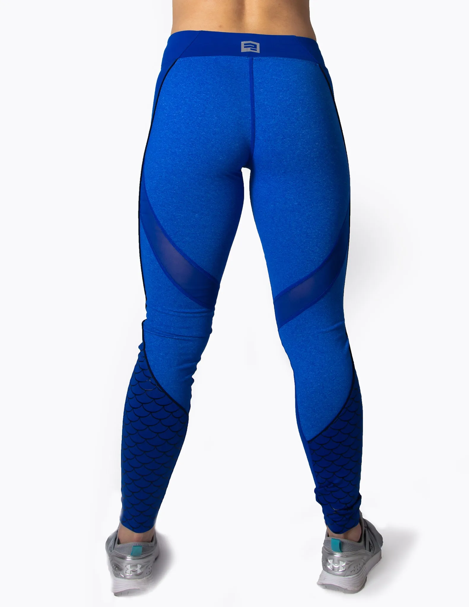 MERMAID MESH PANEL LEGGINGS - BLUE