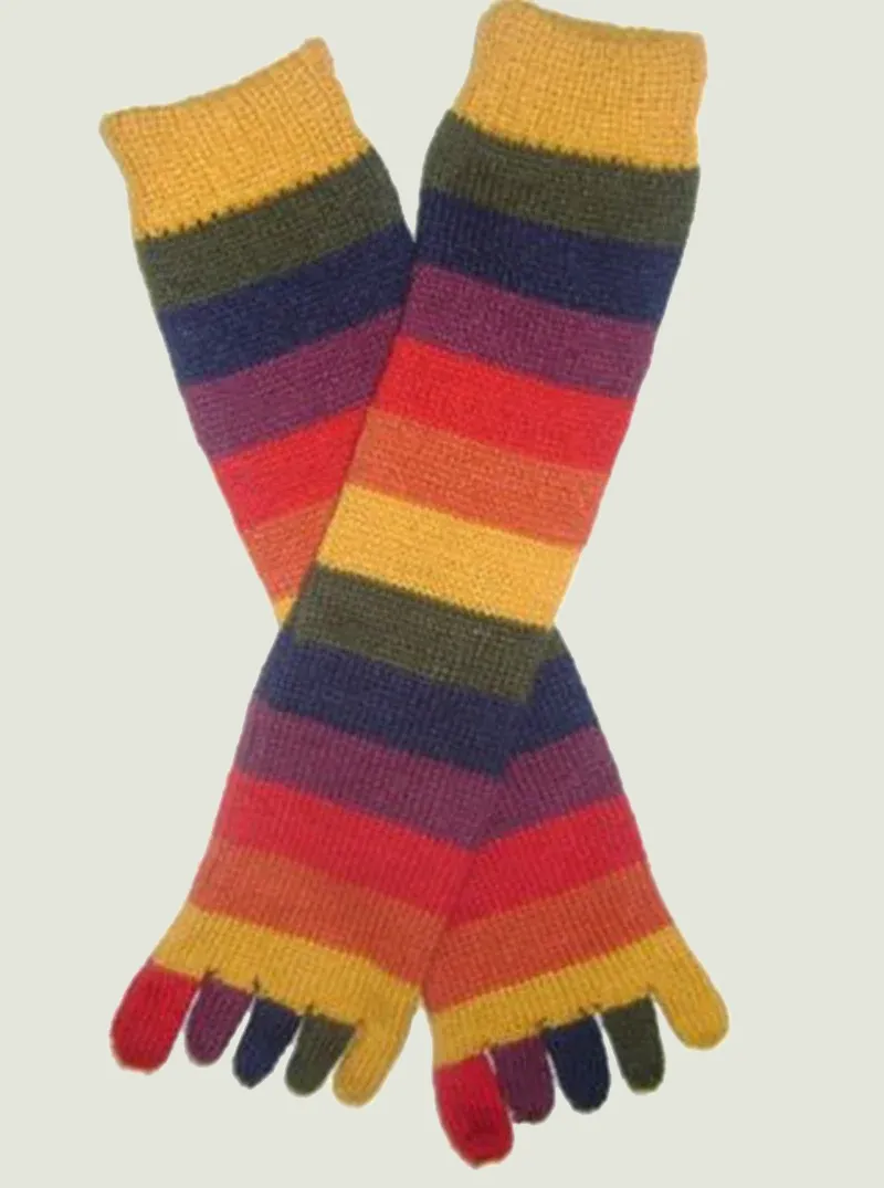 Multicolored Striped Socks with Toes