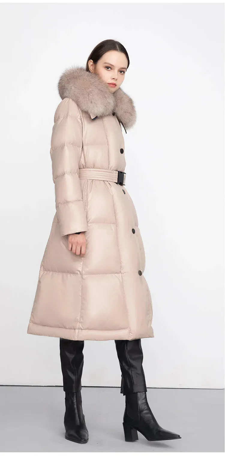 Natural Real Fur Collar Winter Down Coat