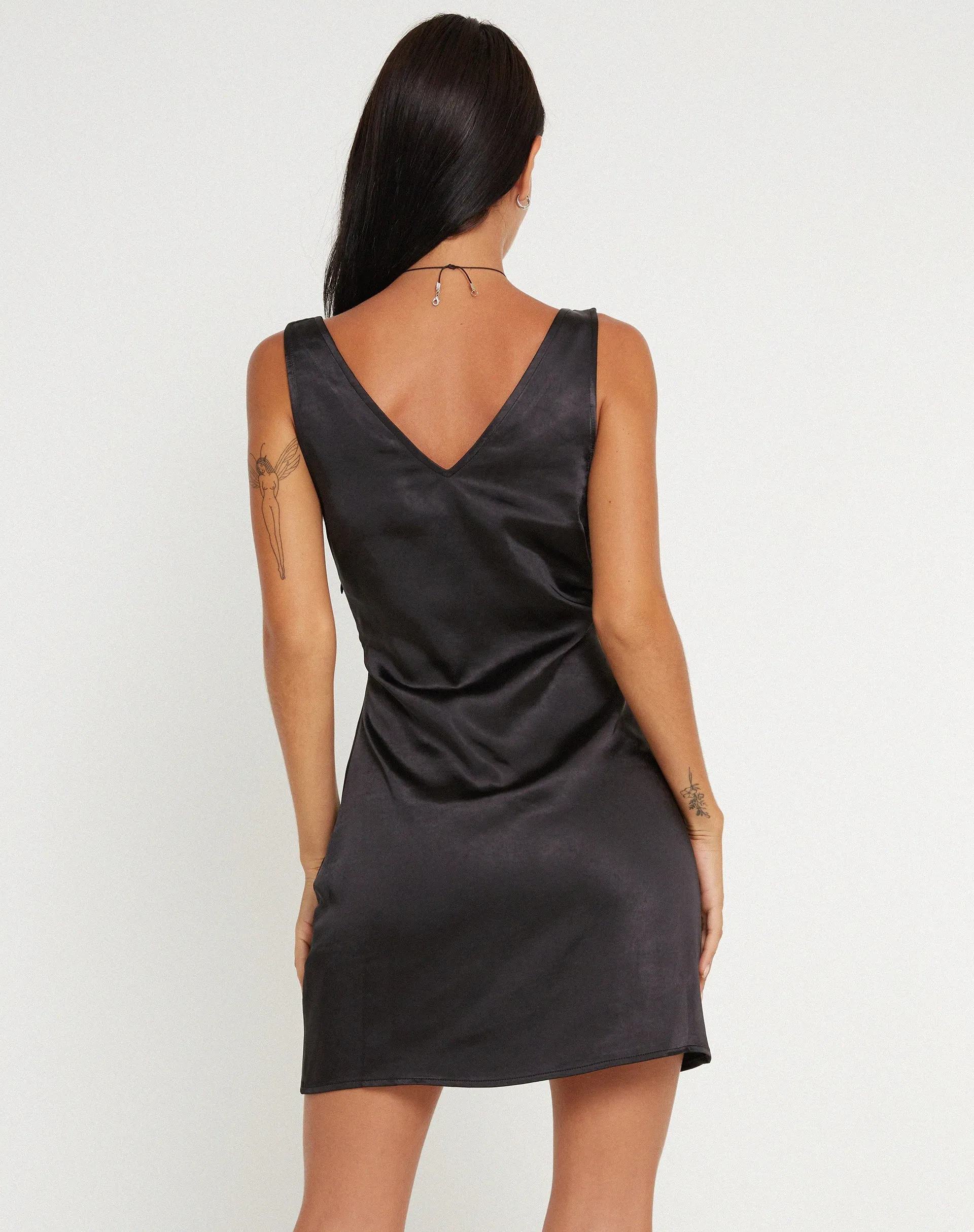 Oksana Mini Dress in Satin Black