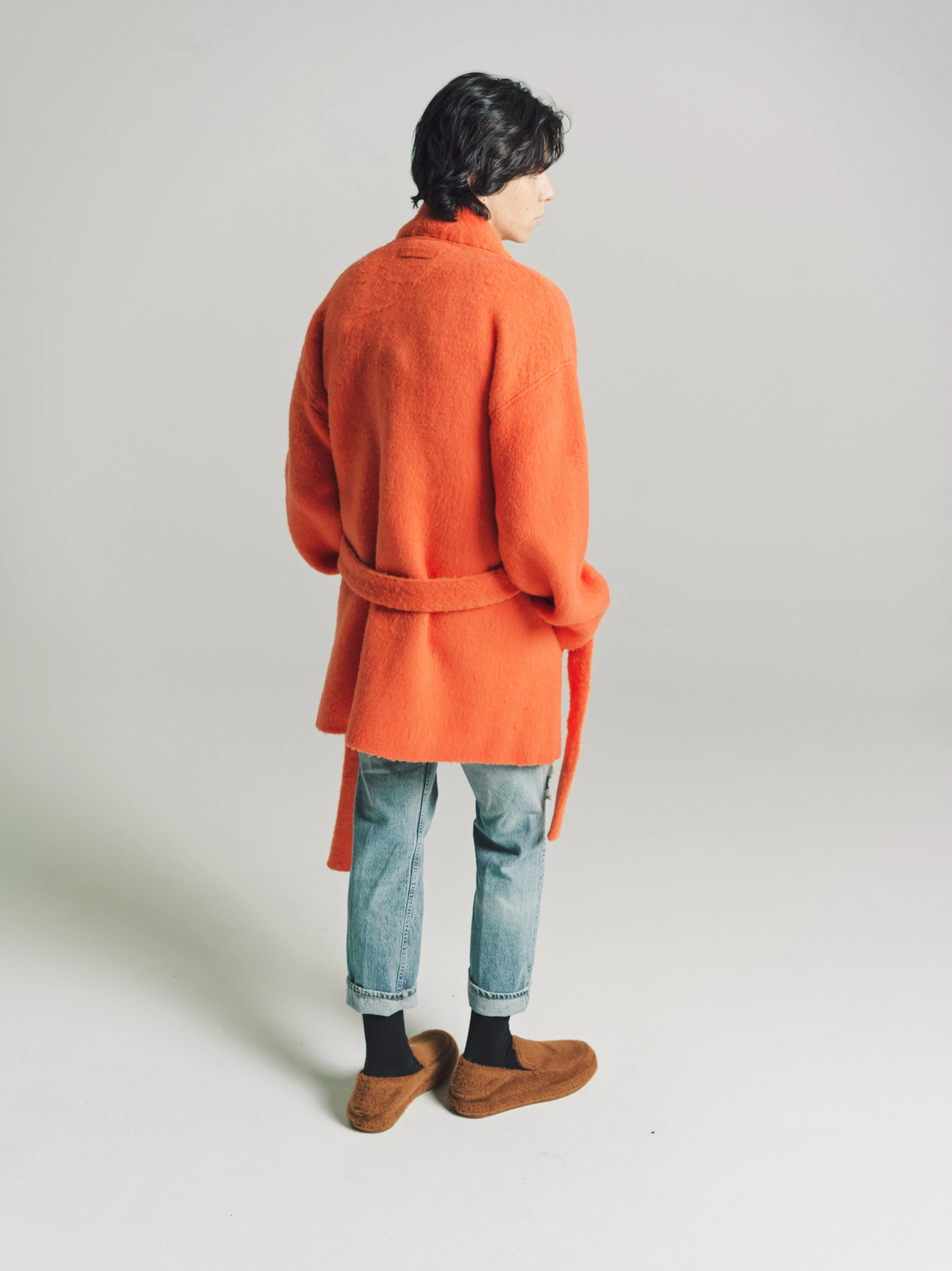 Orange Cashmere & Wool Brushed Robe