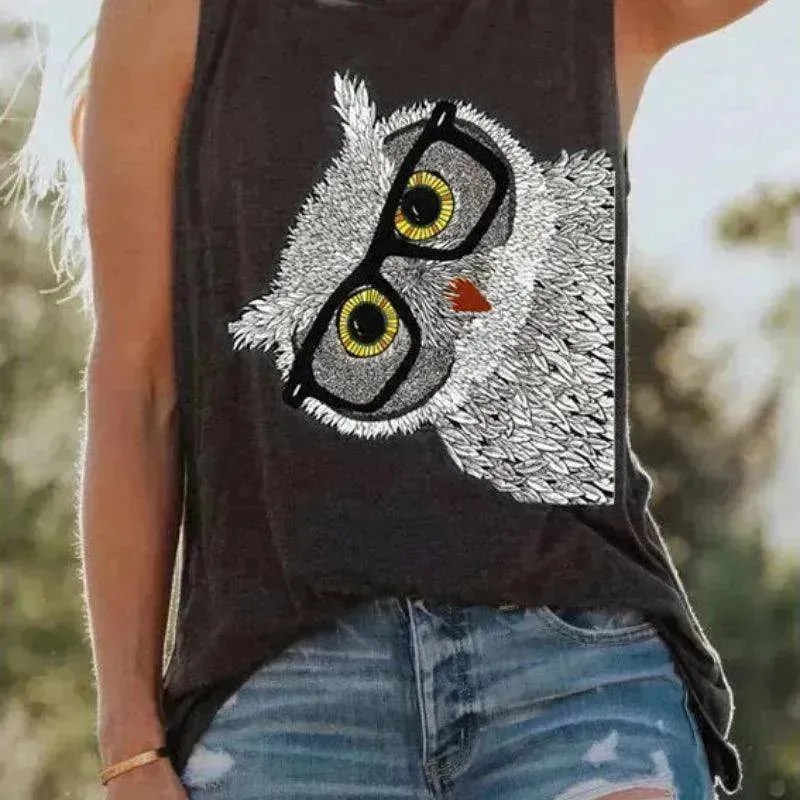 Owl Glasses Sleeveless Tank Top