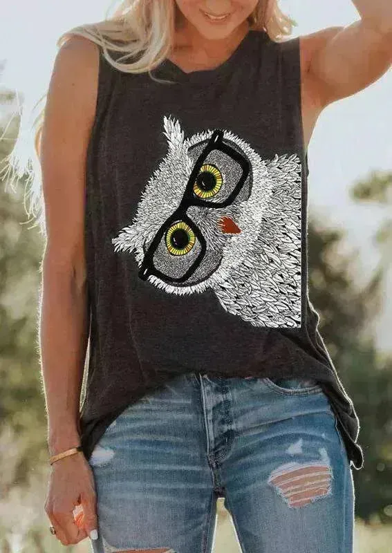 Owl Glasses Sleeveless Tank Top